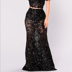 Fashion Nova Sequin Skirt Set